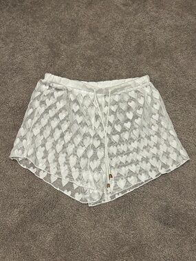 Lightweight White Crochet heart Women’s Shorts